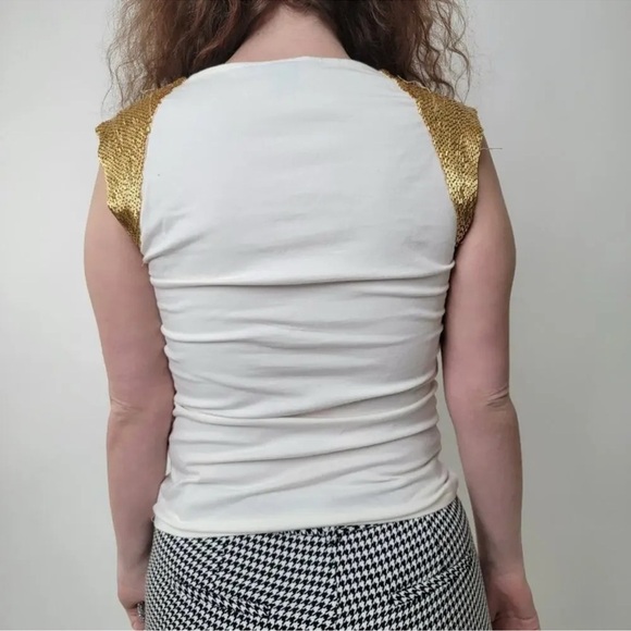 Elegant White and Gold Women's Top - Picture 6 of 11